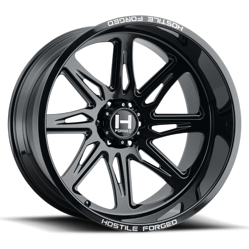 22x12 Hostile FORGED HF07 Tomahawk Gloss Black RIGHT Wheel 8x6.5 (-44mm)