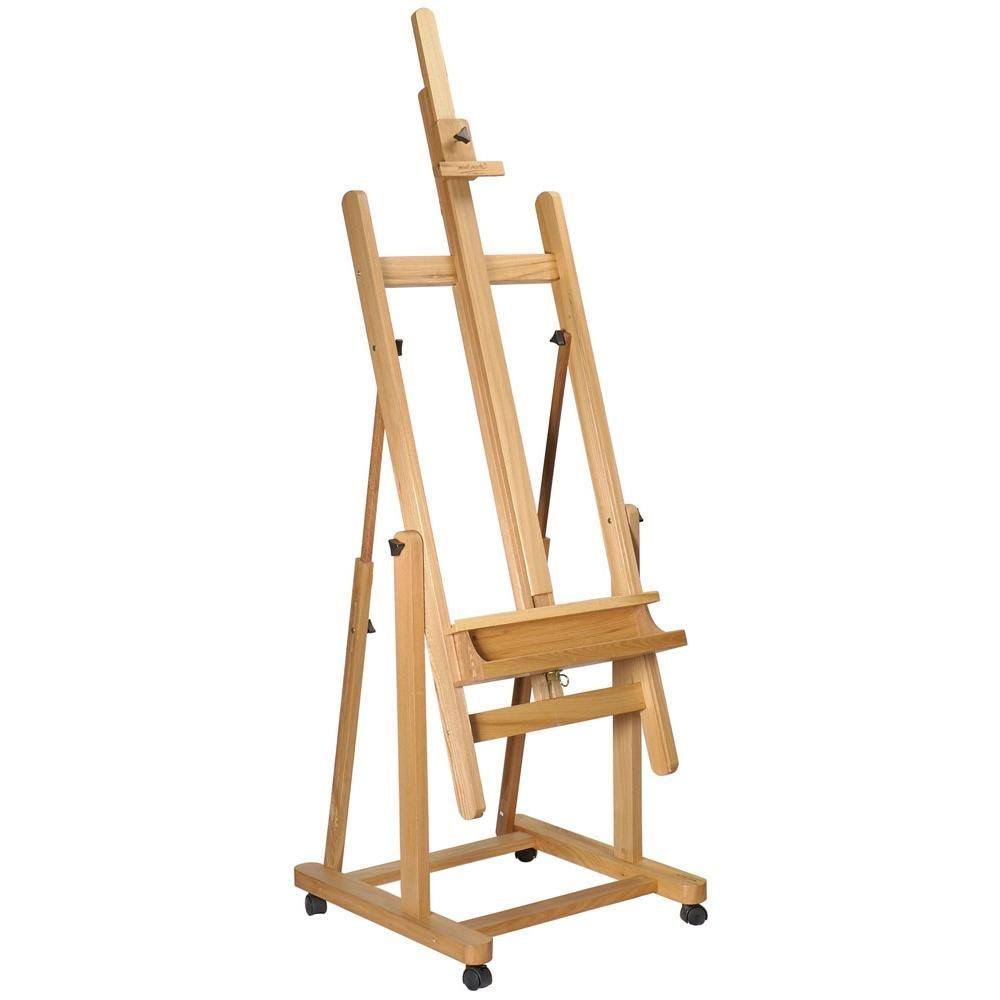 Mont Marte Tilting Studio Wooden Floor Easel. Height Adjustable Extra Large H-Frame Featuring A Large Tilt Range. Castor Wheels