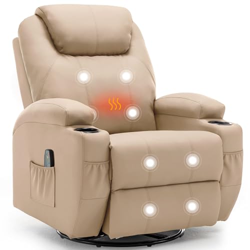 Recliner Chair, Rocking Chair with Massage and Heat, 360° Swivel Recliner Chairs for Adults