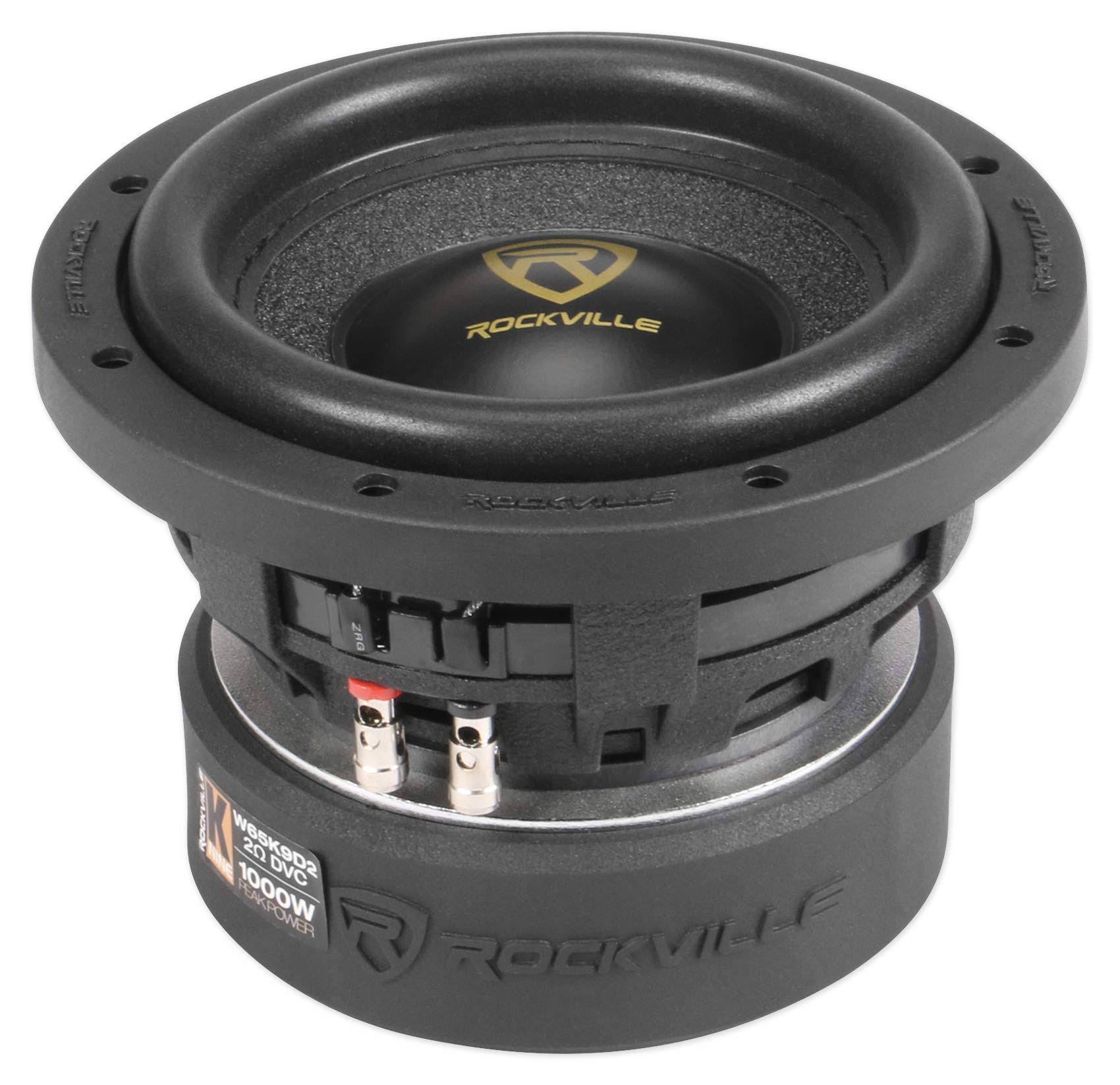Rockville W65K9D2 6.5x22 1000W Car Audio Subwoofer Dual 2-Ohm SUB CEA Compliant