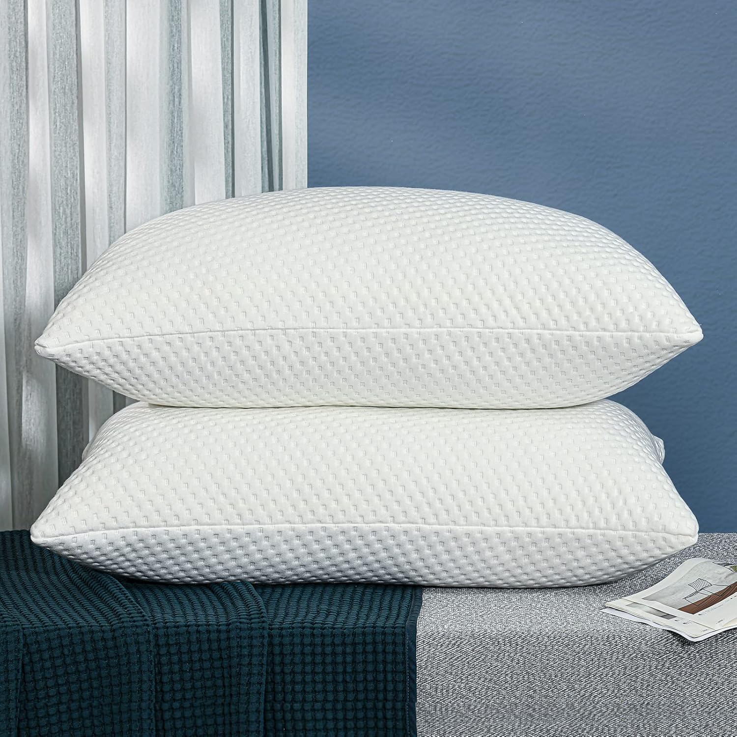 King Pillow Molblly Shredded Memory Foam Bed 2 Pack King Pillows for Sleeping 20*36 in