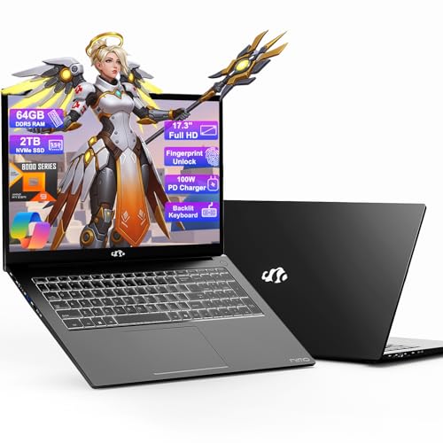 NIMO 17.3 Gaming-Laptop Ryzen 9 8945HS (>i9-13900H) 16GB RAM, 1TB SSD, Radeon 780M, PD 100W USB-C 4.0 AI-Enhanced for Copilot VR Ready