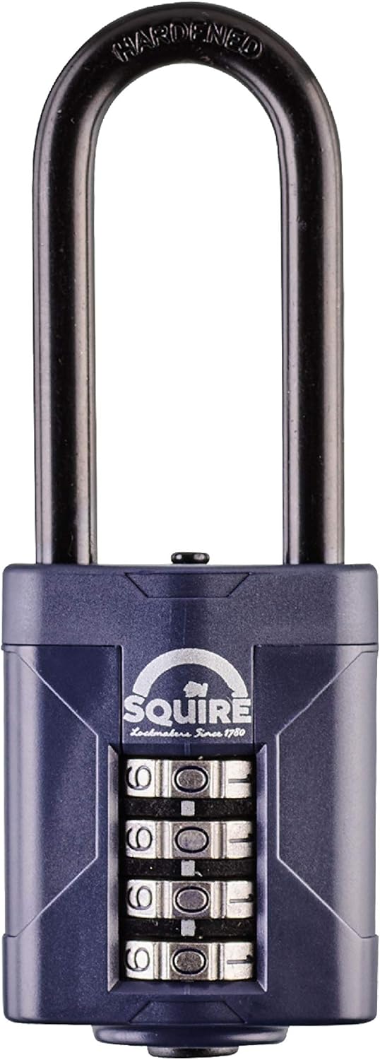 Squire Heavy Duty Padlock (CP50/2.5) - Toughest Extra Long Shackle - 4 Wheel Combination Padlock - Alloy Steel for Corrosion Resistance
