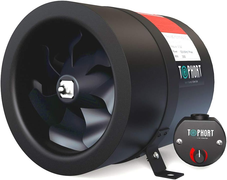 TOPHORT EC Motor Inline Duct Fan 6 Inch with Variable Speed Controller, Air Tight Metal Casing, Energy Efficient EC Motor Heating