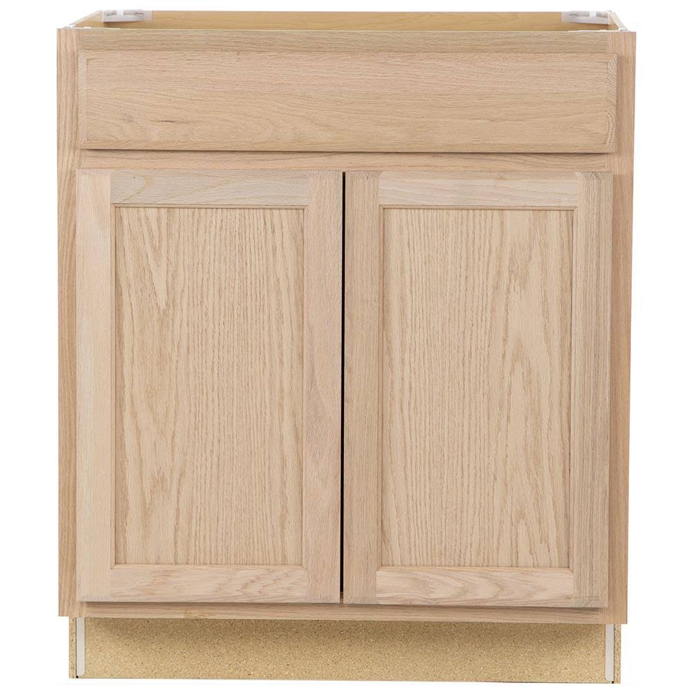 Project Source 30-in W x 35-in H x 23.75-in D Natural Unfinished Door and Drawer Base Stock Cabinet in Brown | 33A B30B