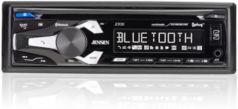 JENSEN JCR311 10 Character LCD Single DIN Car Stereo Receiver | Push to Talk Assistant | Bluetooth Hands Free Calling & Music Streaming | AM/FM Radio