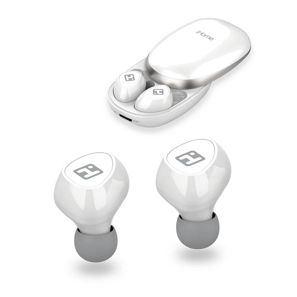 Ihome AX-38 True Wireless Earbuds with Charging Case, White
