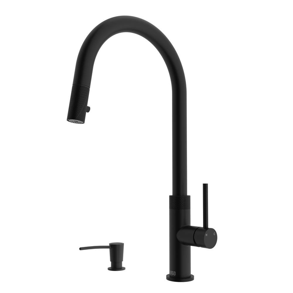Vigo VG02033MBK2 Bristol Pull Down Single Handle Kitchen Faucet with Soap Dispenser Finish: Matte Black