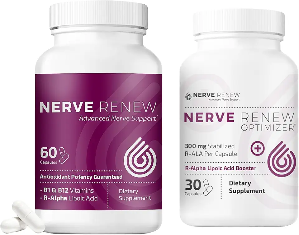 NERVE RENEW Advanced Nerve Support Supplement and Optimizer - Accelerated Nerve Supplement Bundle - 30-Day Supply - Kansas Nuitrition - HNZSDS