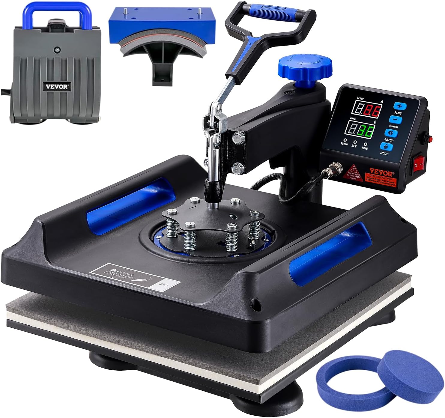 VEVOR Heat Press, 15x15inches Heat Press Machine 5 in 1, Swing Away Digital Control Multifunctional Heat Press, Anti-Scald Fast-Heating