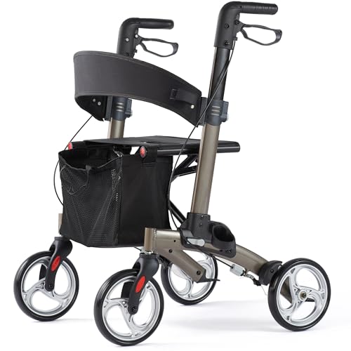 Rollator Walker for Seniors,Foldable All Terrain Rolling Walkers with Cane Holder