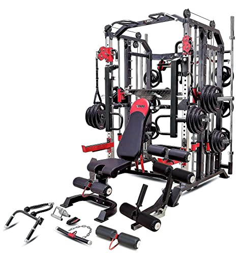 MiM USA Hercules EX Commercial All in One Gym Machine w/400 lb Weight Stack Jammer Arms Adj Bench Leg Press Leg Extension Arm Curl LAT Seat Complete
