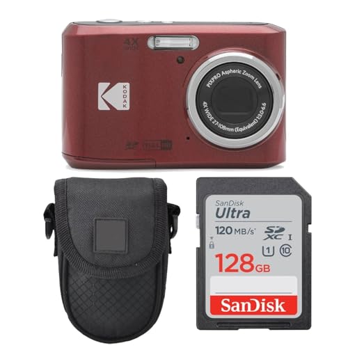 Kodak PIXPRO FZ45 Digital Camera + Point & Shoot Camera Case + Sandisk 128GB SDXC Memory Card