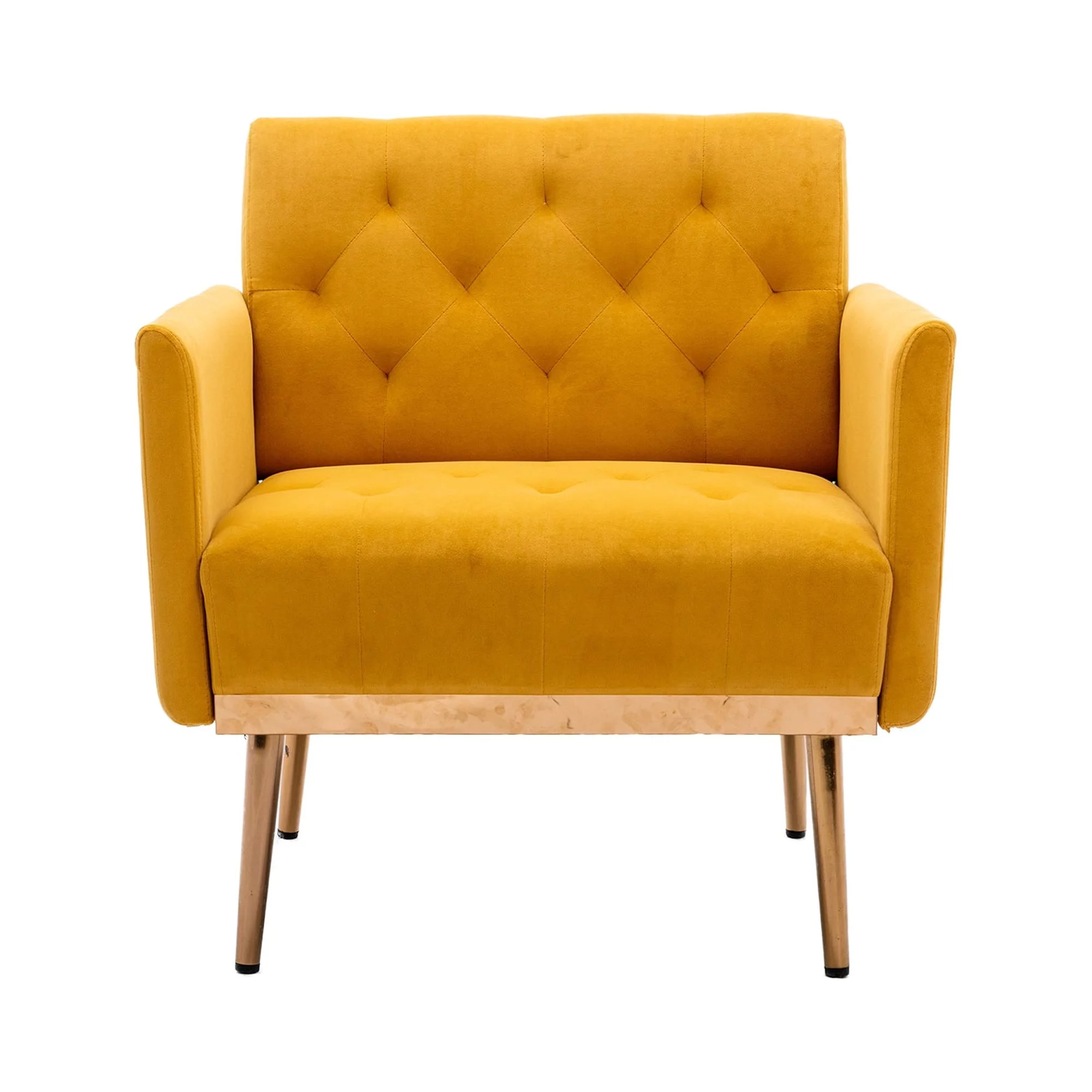 HOMEFUN Mustard Yellow Morden Leisure Single Accent Chair with Rose Golden Feet