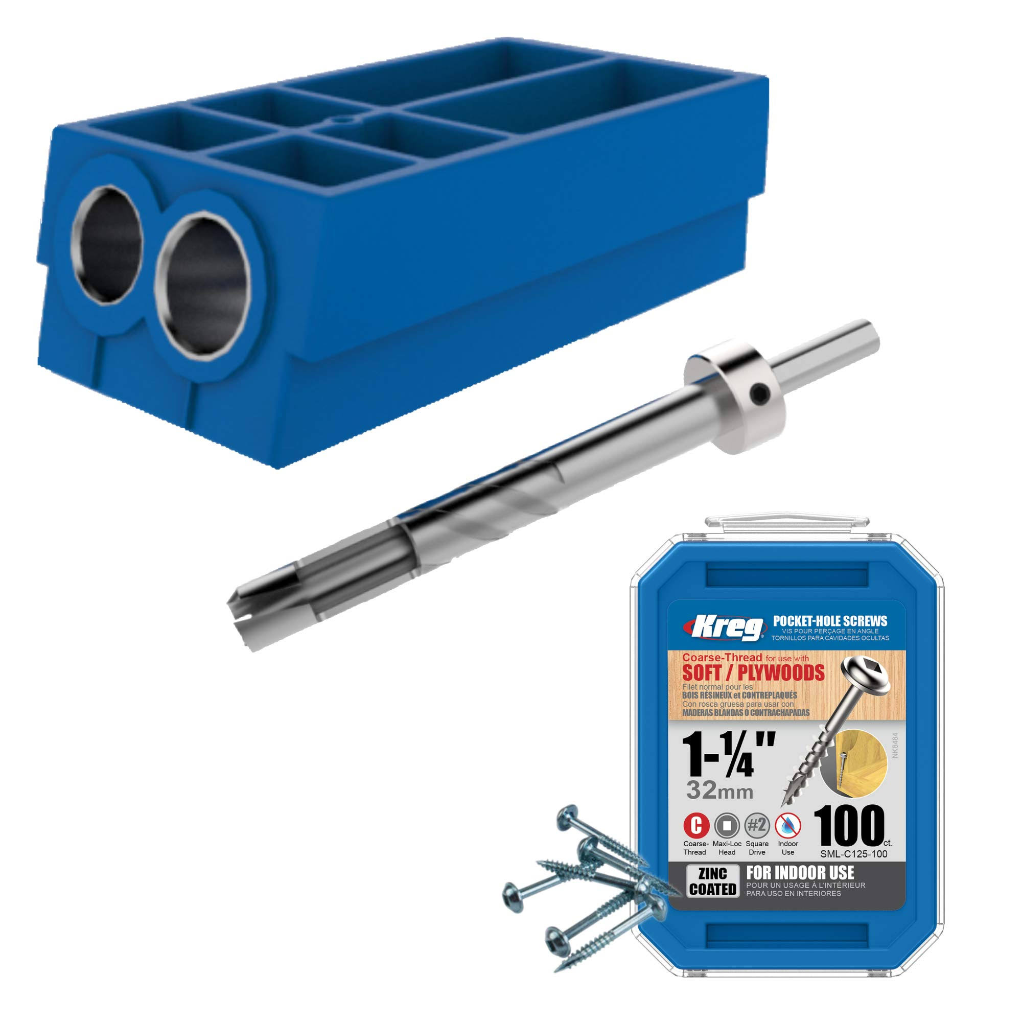 Kreg Custom Pocket-Hole Plug Cutter for Any Kreg Jig with Kreg SML-C125 100-Pack Pocket-Hole Screws