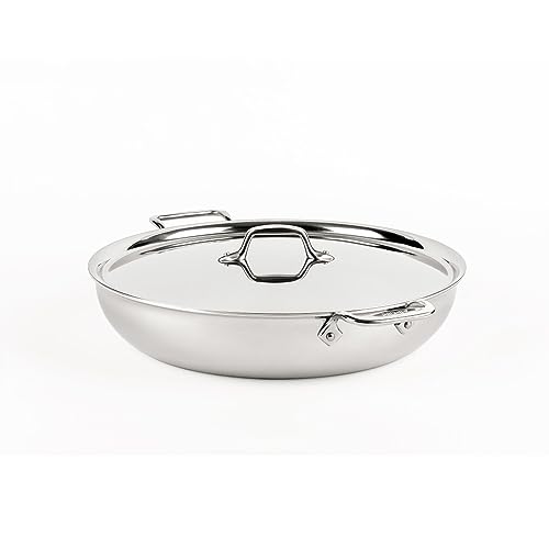 All-Clad D3 3-Ply Stainless Steel Large Frying Pan 7 Quart, Induction Oven Broiler Safe 600F, Kitchen Frying Pan, Fast & Even Heat, Fry Pan
