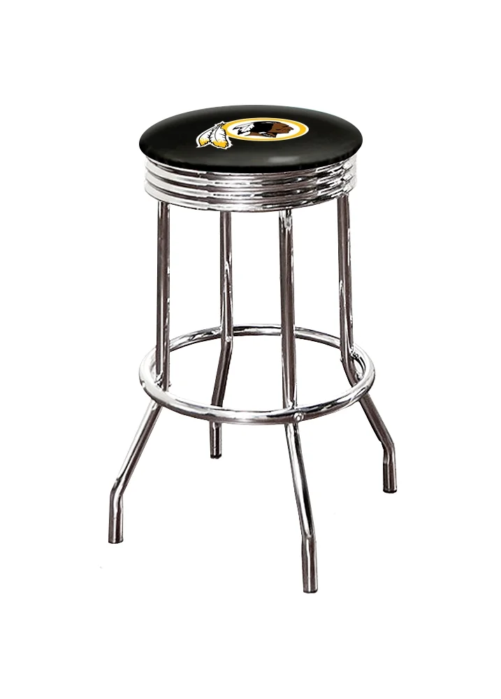 The Furniture King Bar Stool 29" Tall Backless Chrome Metal Stool Featuring Your Favorite Football Team Logo on a Colored Vinyl Swivel Seat Cushion