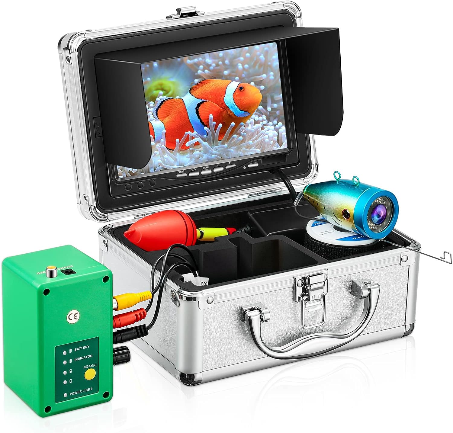 Underwater Fishing Camera, Adalov Portable Fish Finder Camera Waterproof 1000TVL, 7'' LCD Monitor for Ice