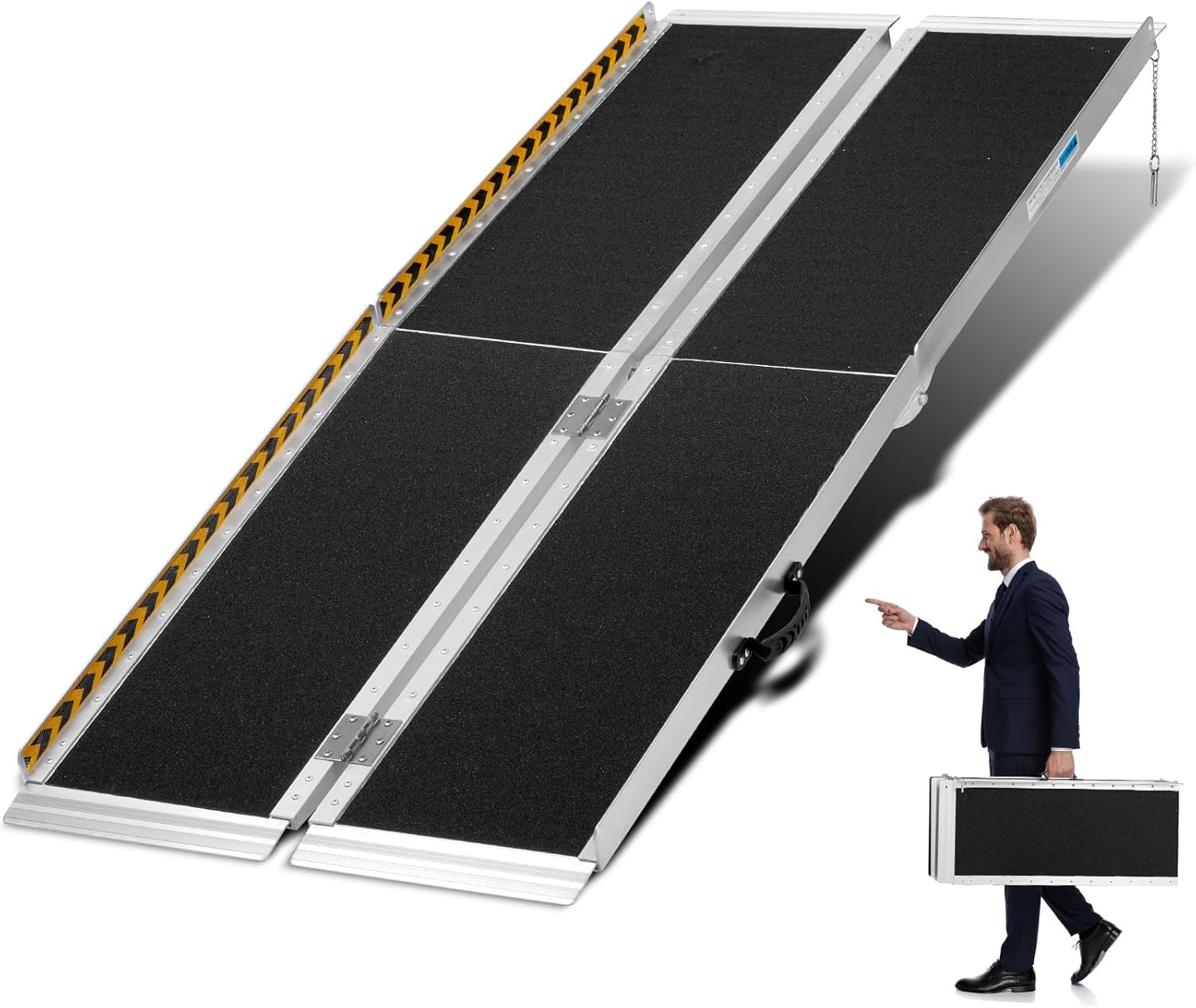 Portable Wheelchair Ramp 6FT, Non-Slip Aluminum Folding Handicap Ramp, Door Threshold Wheelchair Ramps for Home, Wheel Chair Ramp for Home Steps