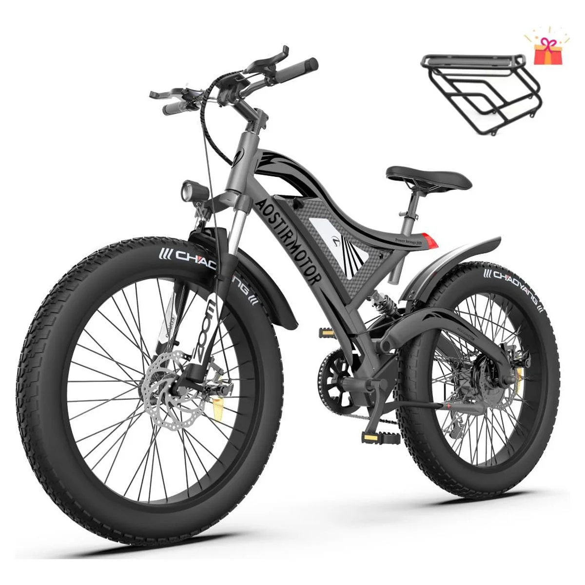 Aostirmotor Electric Mountain Bike 750W 48V15Ah Removable Lithium Battery, Fat Tire Ebike 26x4.0 inch Electric Bike for Adults - Radiant Selections