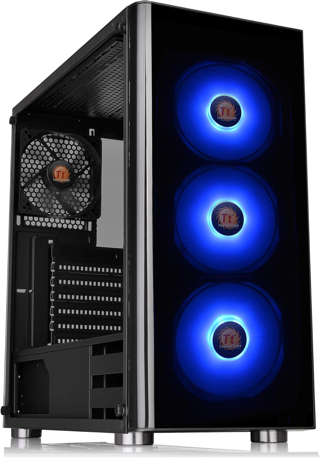 Thermaltake V200 Tempered Glass RGB Edition 12V MB Sync Capable ATX Mid-Tower Chassis with 3 120mm 12V RGB Fan + 1 Black 120mm Rear Fan Pre-Installed