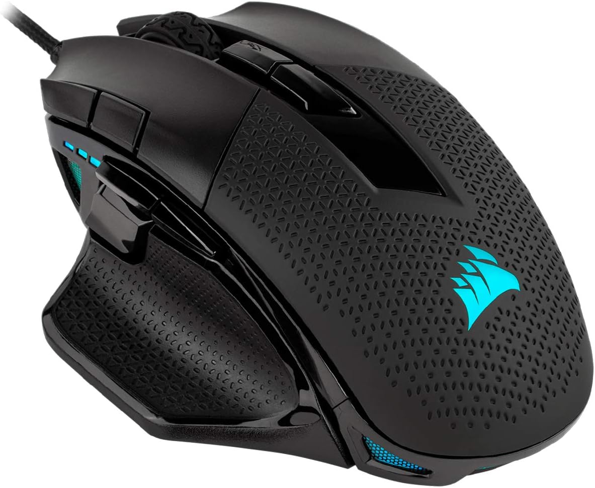 Corsair Nightsword RGB - Comfort Performance Tunable FPS/MOBA Optical Ergonomic Gaming Mouse with Backlit RGB LED, 18000 DPI, Black