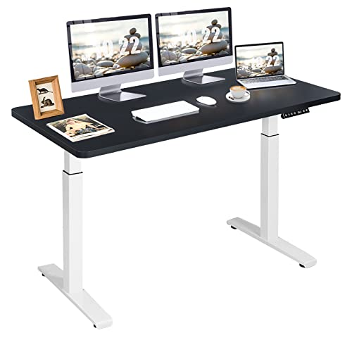 COSTWAY Dual Motor Electric Standing Desk, 55" x 28" Height Adjustable Sit Stand Desk with Solid One-Piece Desktop & 3 Memory Presets