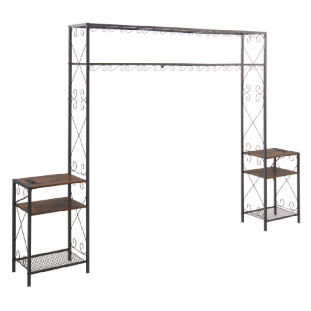 Queen Bed Frame with 2 Nightstands Headboards with Storage Cabinet, Headboard with Shelves