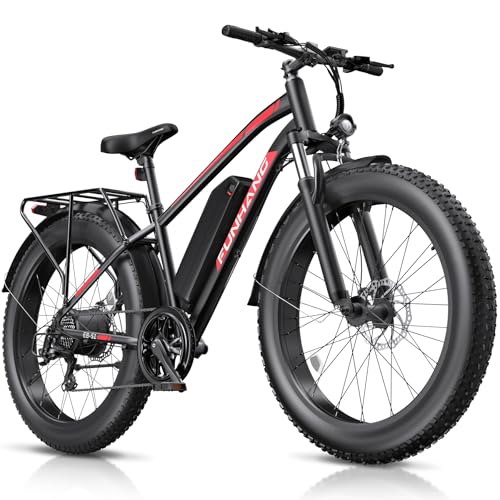 Electric Bike for Adults, 1000W Peak Ebike, 25MPH 60Miles Electric Mountain Bike, 26" Fat Tire Electric Bicycle with 48V 13AH Battery, Rear Rack