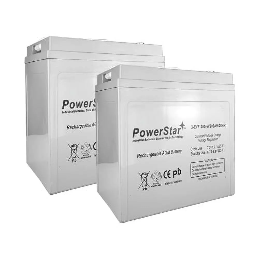 PowerStar Relplacement for Trojan T-105 GC2 6V 200Ah Deep Cycle Flooded Lead Acid Battery x2