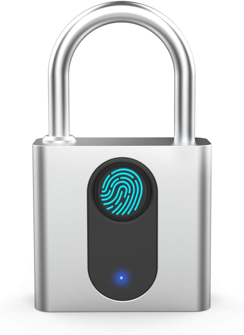 Fingerprint Padlock, MEGAFEIS Smart Padlock, Bluetooth Lock, Mobile APP, IP66 , Biometric Lock with Keyless for Lockers, Office, School, Gym, Factory