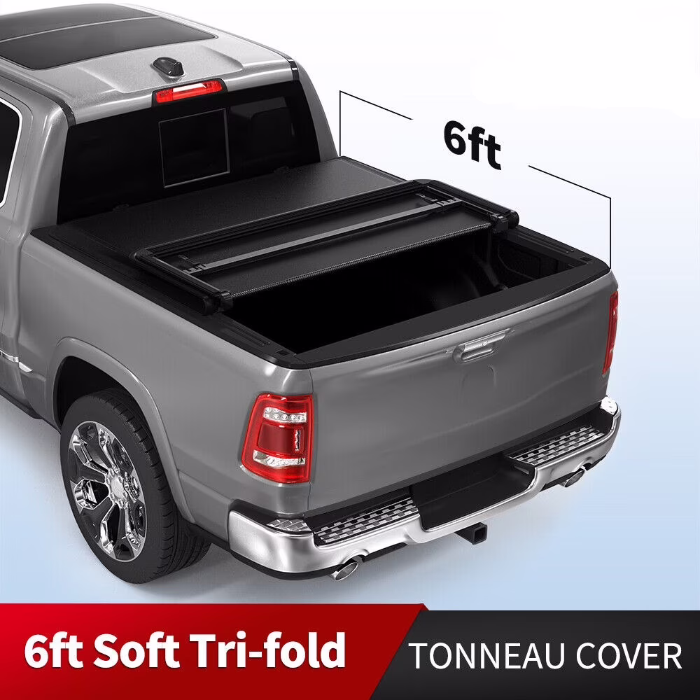 Ledkingdomus 6 ft Bed Soft Tri Fold Truck Bed Tonneau Cover Compatible with 2016-2023 Toyota Tacoma