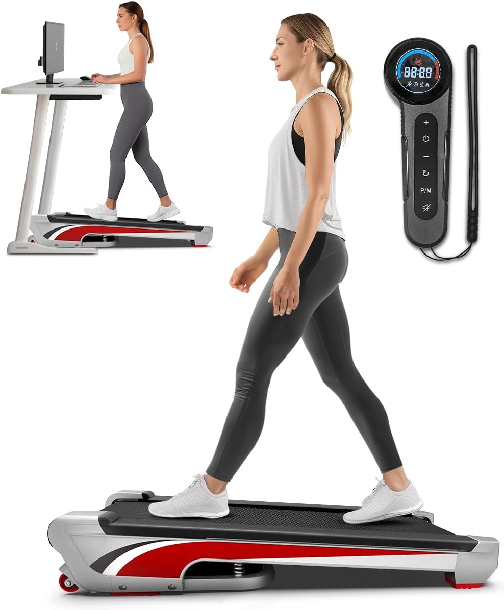 Redliro Walking Pad Treadmill with 6% Incline, Under Desk Treadmill 350+ lb Capacity Portable for Home & Office