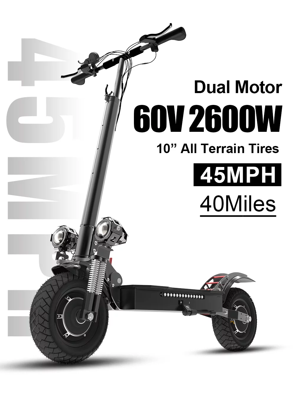 JUEXING JX760 Electric Scooter, 60V 2600W Dual Motors, up to 45MPH Speed & 40 Miles, Maximum load of 330 pounds Adult Escooter