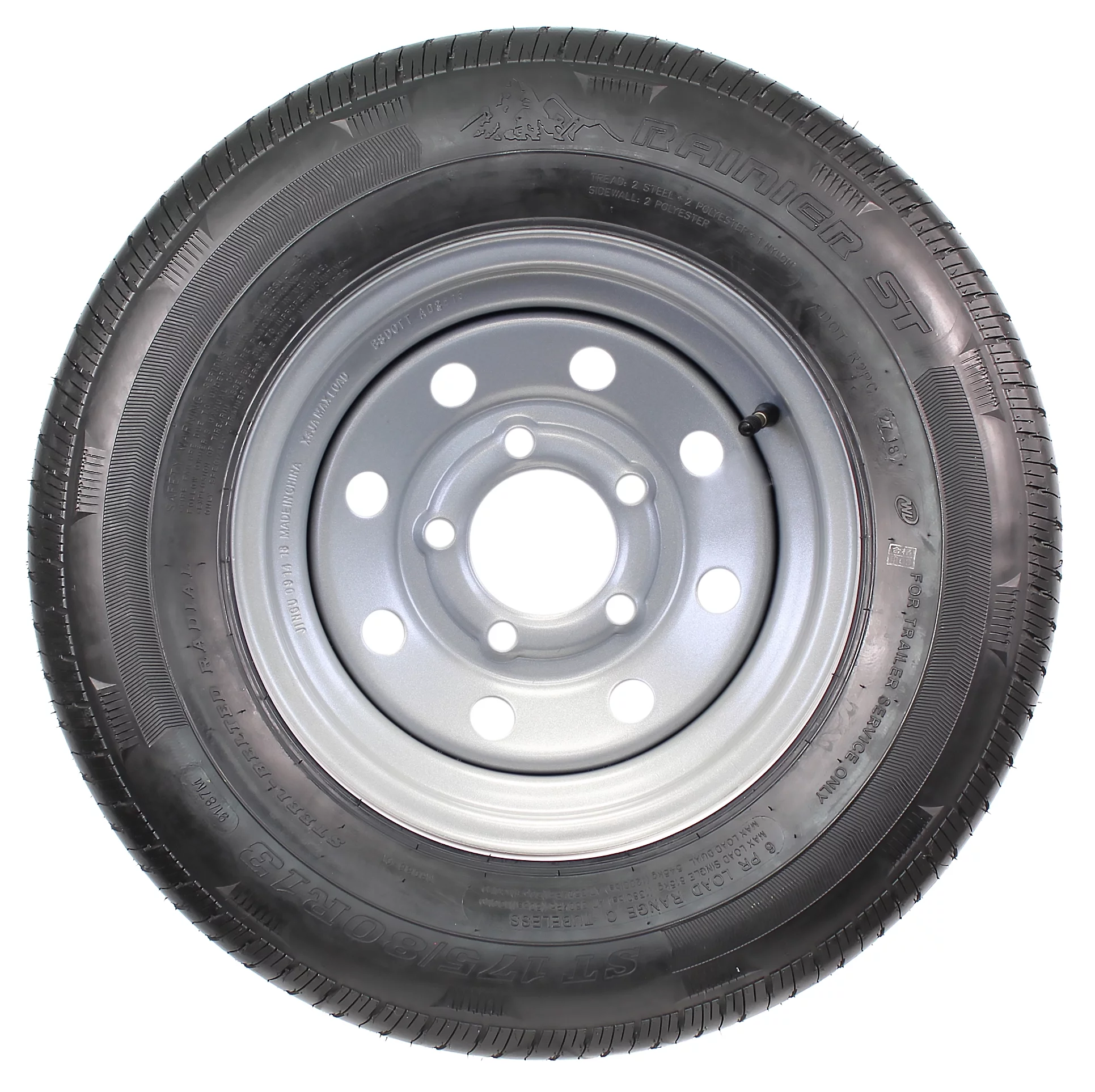 Radial Trailer Tire On Rim ST175/80R13 175/80R-13 13 5 Lug Wheel Gray Grey Mod - Curated Treasures Market