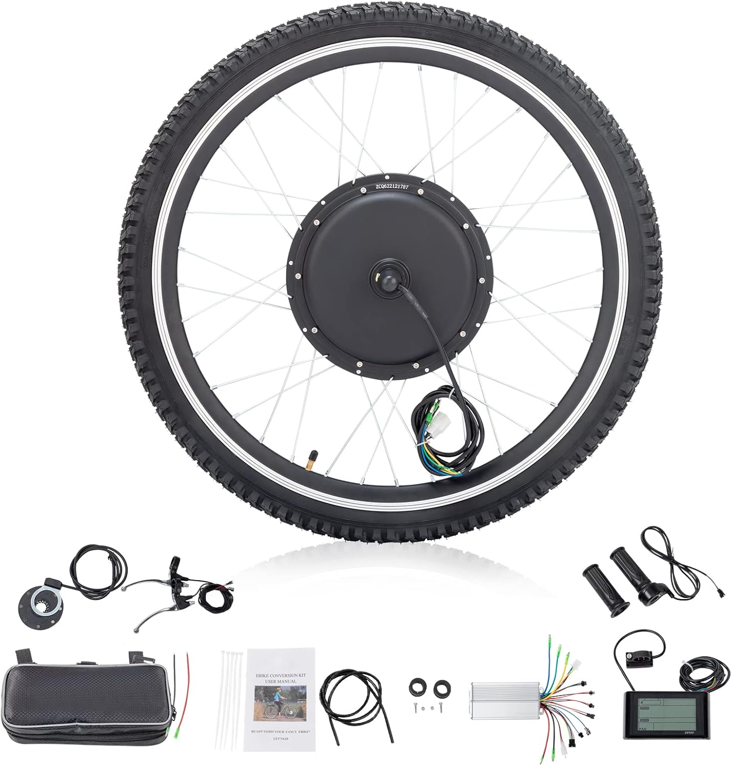 26" 48V 1000W Electric Fat Bike Conversion Kit Rear Wheel E-Bike Hub Motor Conversion Kit with LCD Display for Fat Tire Bike Frame Ebike Wheel Kit