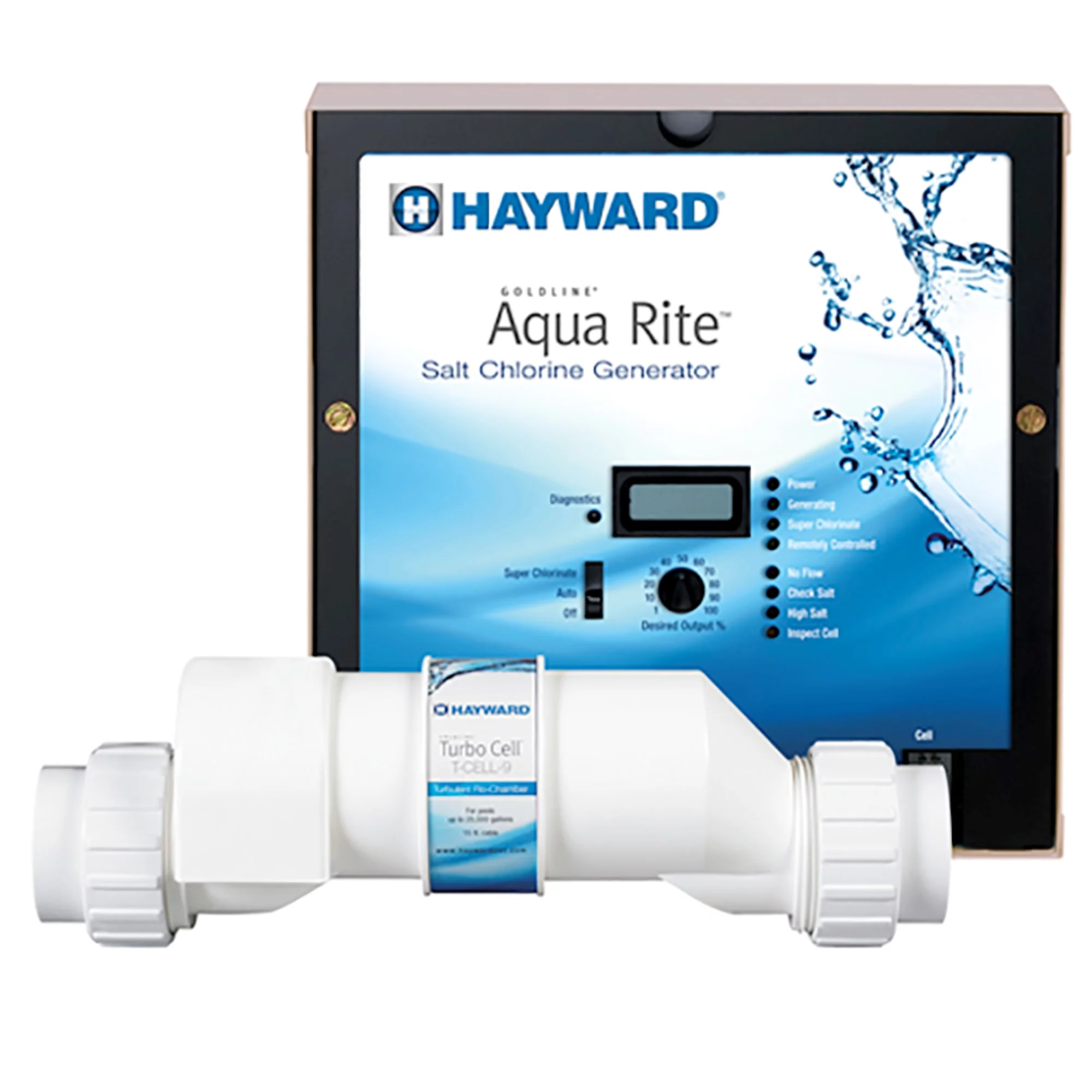 Hayward W3AQR3 AquaRite T-CELL-3 Salt Chlorinator with TurboCell for 15,000 Gallon In Ground Swimming Pools with Digital Display