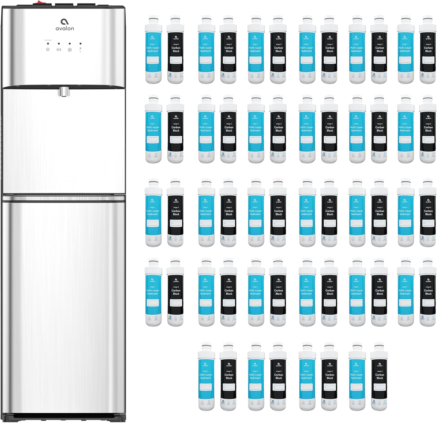 Avalon Self Cleaning Bottleless Water Cooler Water Dispenser Corporate Package - 3 Temperature Settings - Durable Stainless Steel Cabinet