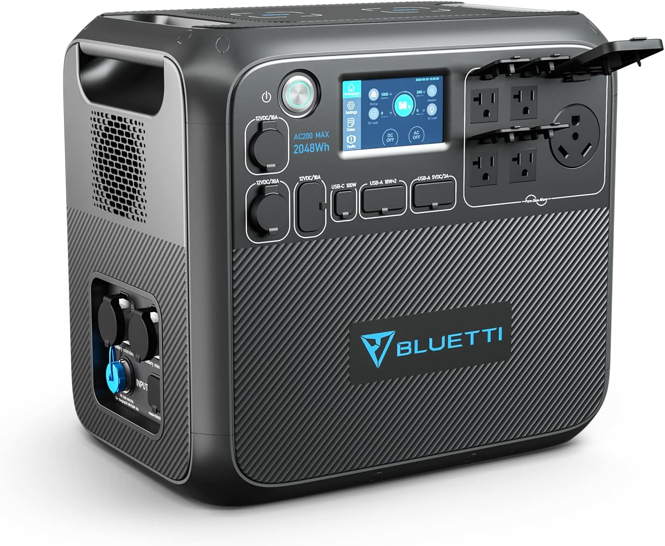 BLUETTI Portable Power Station AC200MAX, 2048Wh LiFePO4 Battery Backup, Expandable to 8192Wh w/ 4 2200W AC Outlets (4800W Peak), 30A RV Output