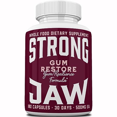 Strong Jaw Gum Restore Supplement ?Supports Receding Gums, Gum Swelling, Oral Health & Gum Resilience with Cartilage, Liver, Thymus