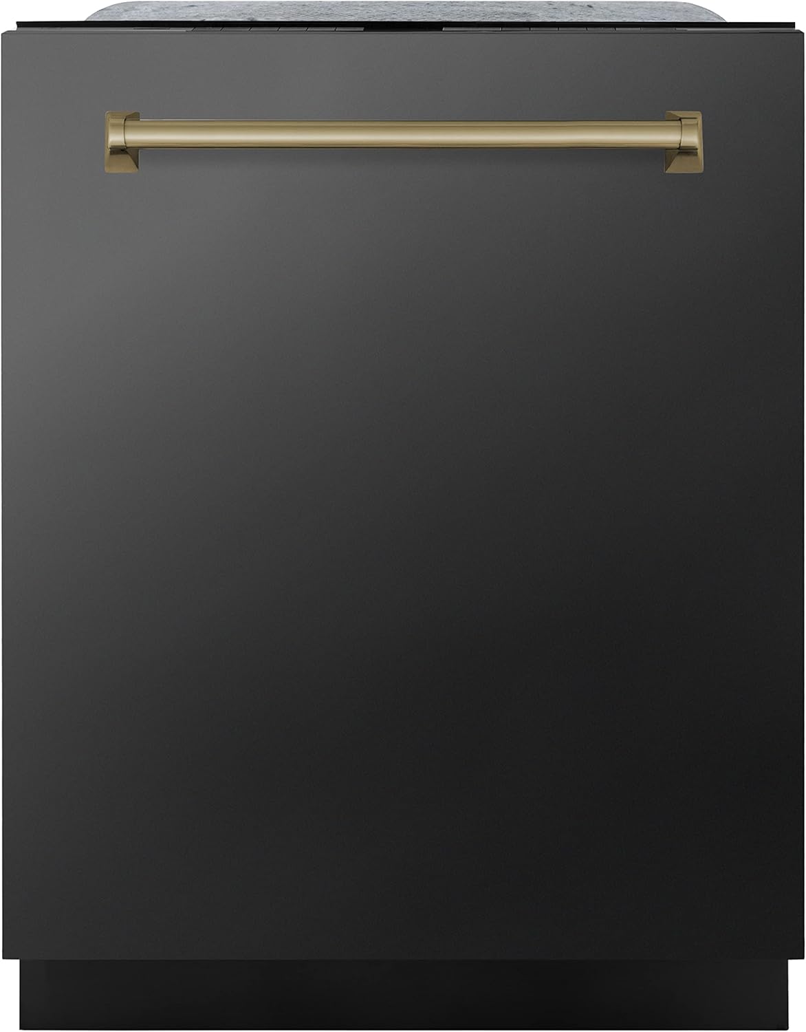 ZLINE Autograph Edition 24" 3rd Rack Top Touch Control Tall Tub Dishwasher in Black Stainless Steel with Champagne Bronze Handle
