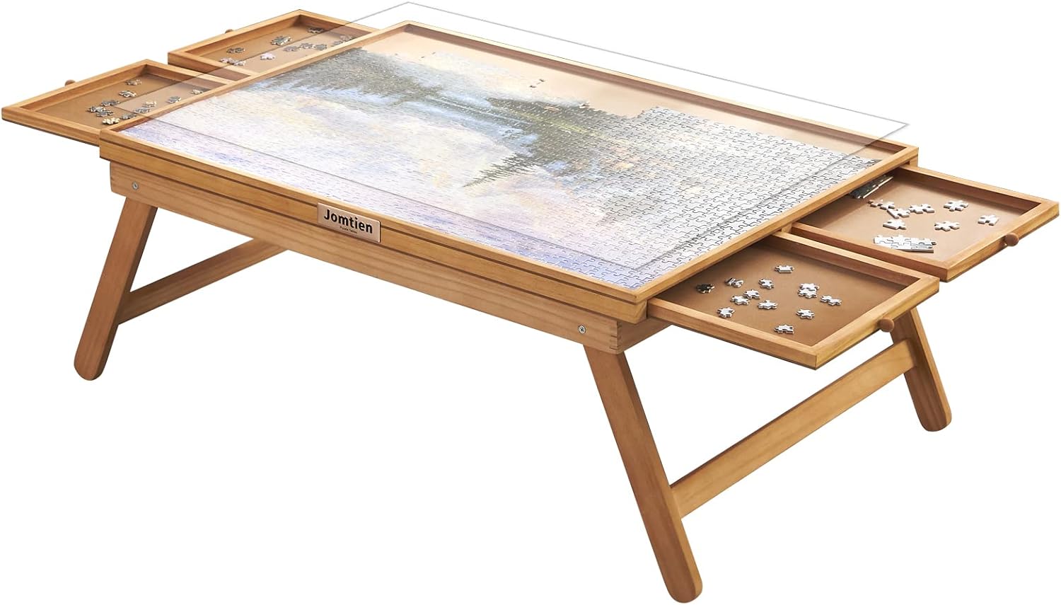 Jomtien Wooden Puzzle Table, Portable Folding Table, with Drawer for Storing Puzzles, Smooth fiberboard Working Surface