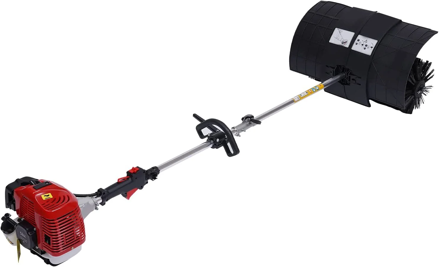 MONIPA 52cc 2 Stroke 2.3HP Power Sweeper Handheld Gasoline Engine Power Broom Brush Clear with Air Cooled Motor EPA Engine for Driveway Turf Snow