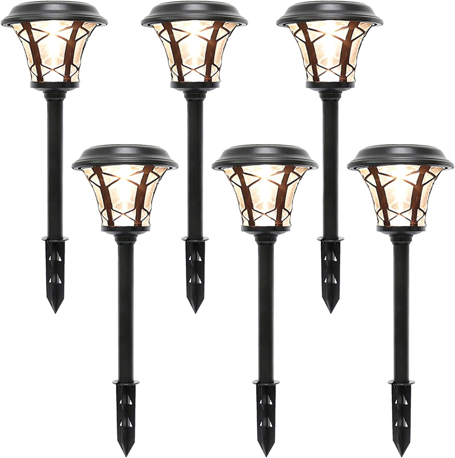 MAGGIFT 6 Pack 25 Lumen Solar Powered Pathway Lights, Super Bright SMD LED Outdoor Lights, Stainless Steel & Glass Waterproof Light for Landscape