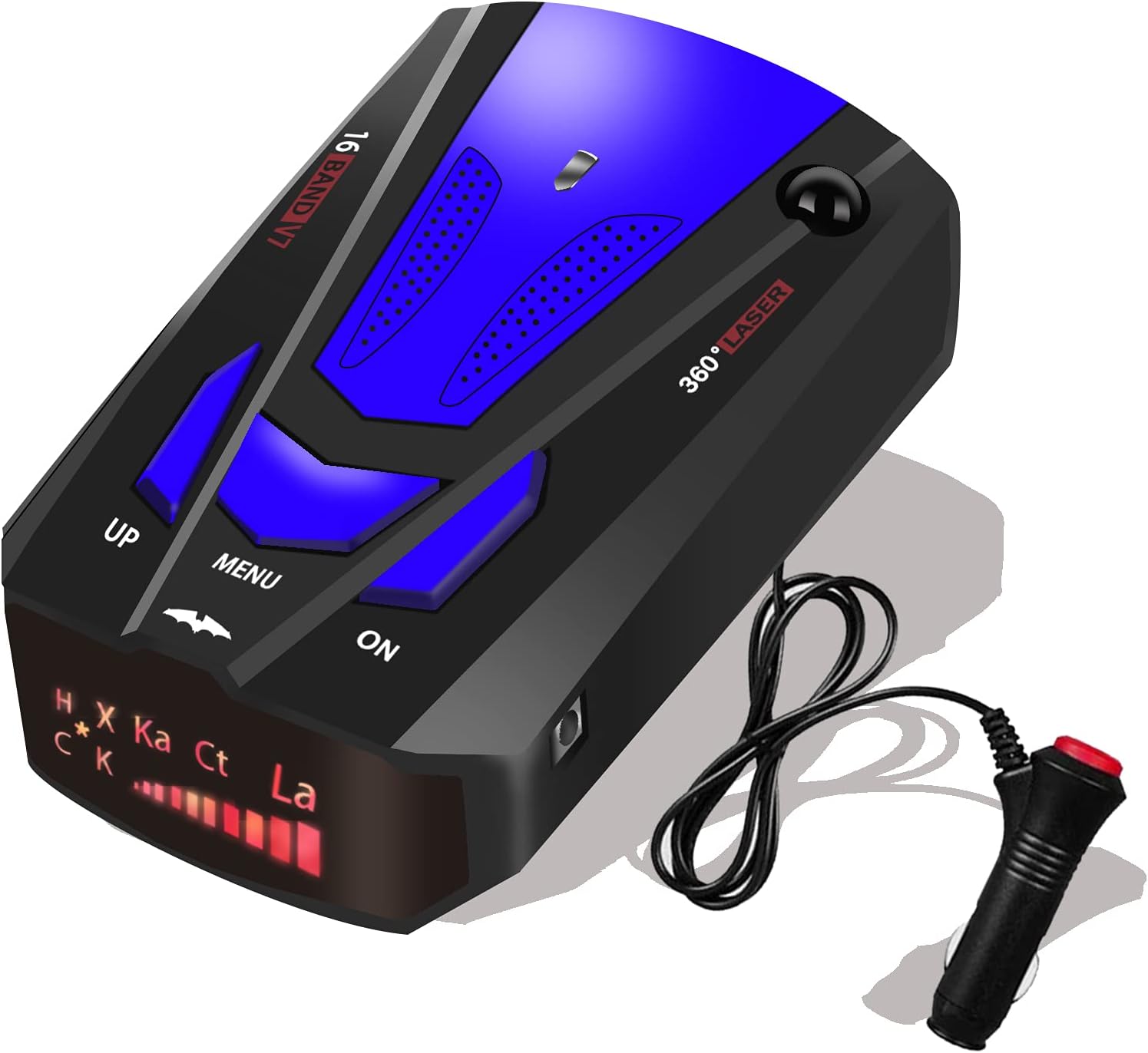 Radar Detector for Cars, with Voice Prompt Speed, Vehicle Speed Alarm System,LED Display,City/Highway Mode,Auto 360 Degree Detection for Cars (Blue)