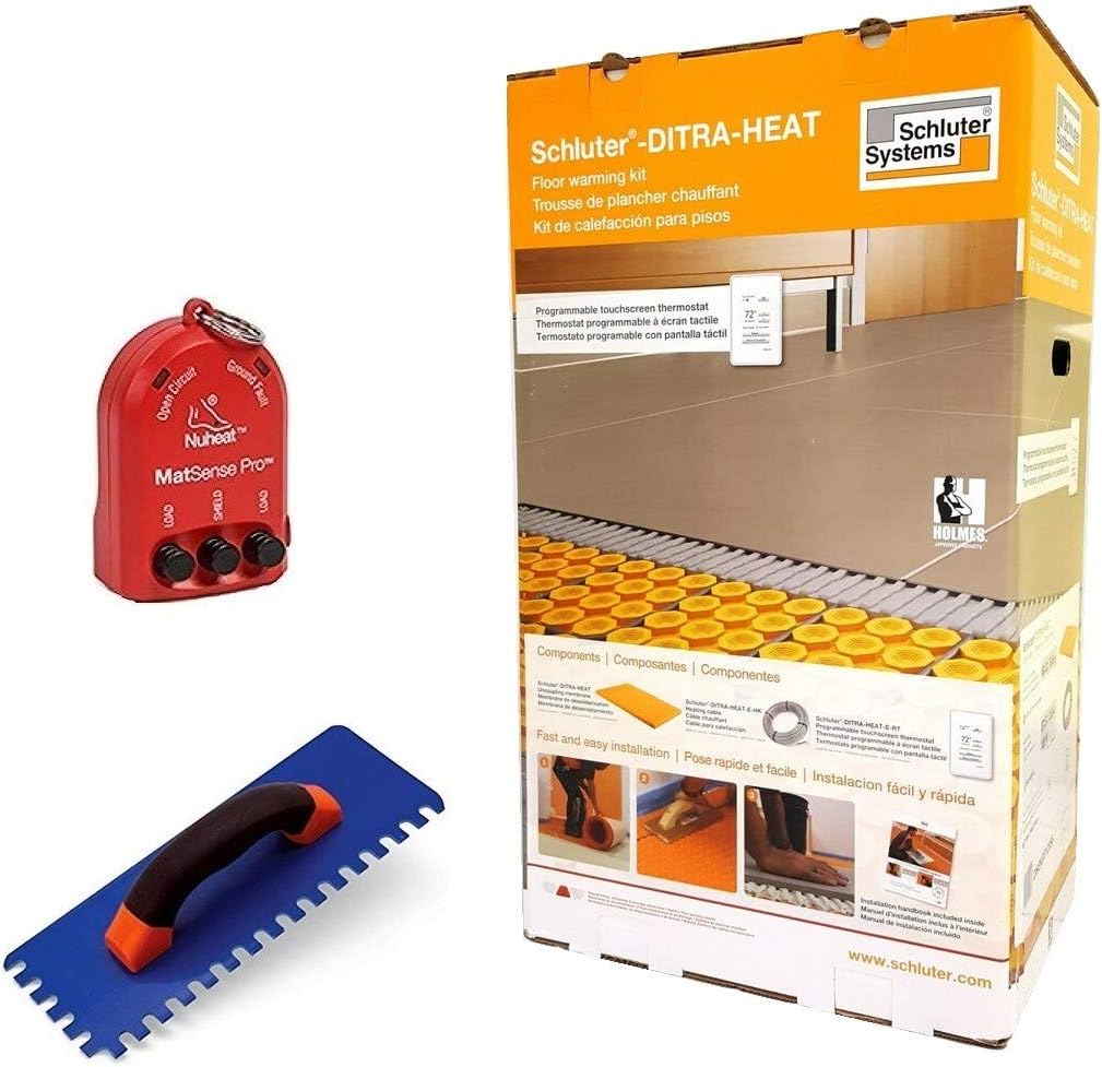 Schluter Ditra Heat DHEKRT12040 Eco Comfort Kit- Including Touchscreen Programmable Thermostat, Heating Cable, Ditra Heat Sheets