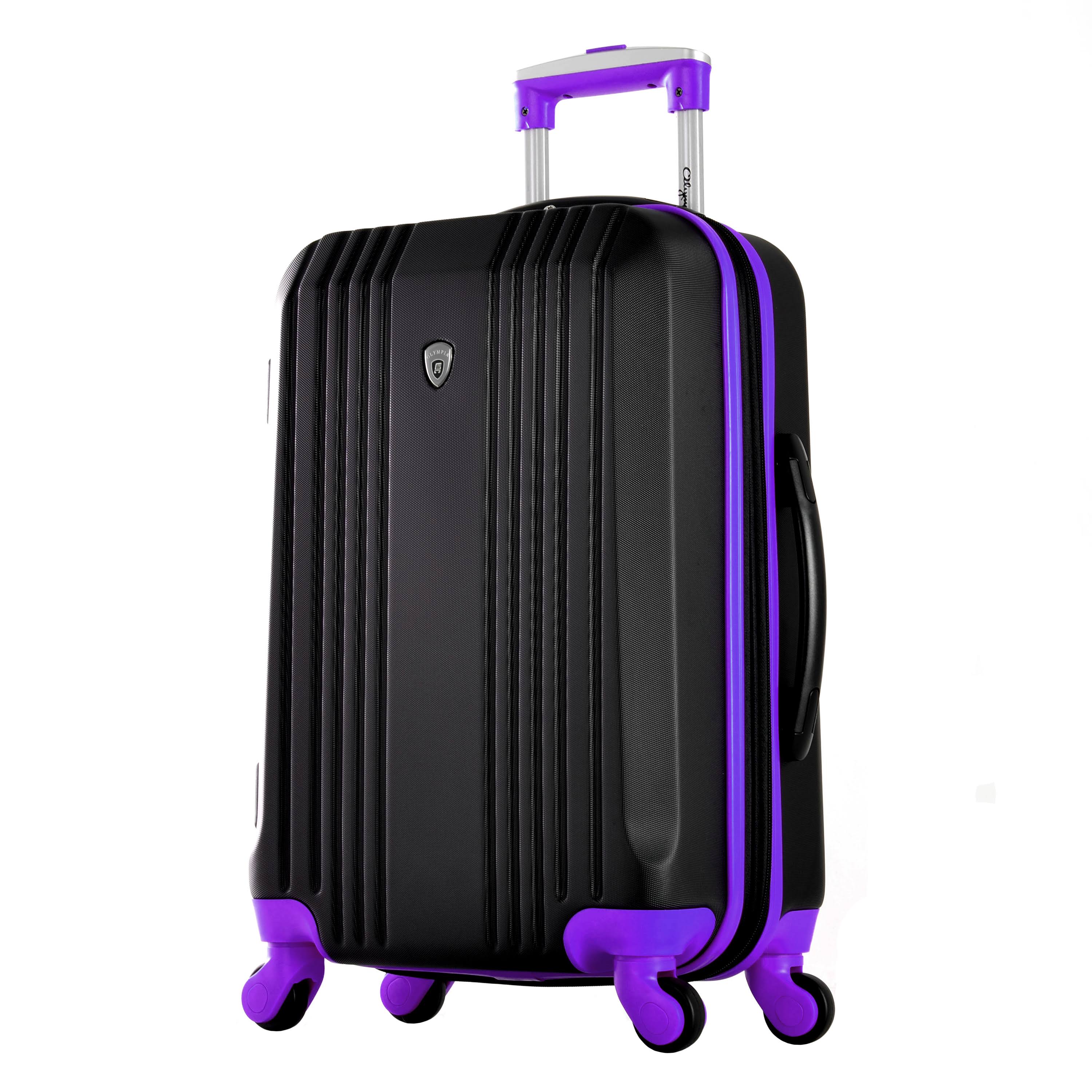 Olympia Apache II Carry-on Hardside Spinner Suitcase, Black/Purple, 21x22