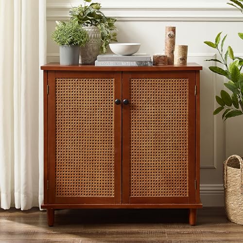 Zouron Entryway Cabinet Wood Accent Storage Cabinet with Metal Handle Doors, Wood Grain Sideboard Buffet Cabinet for Entryway, Hallway Living Room
