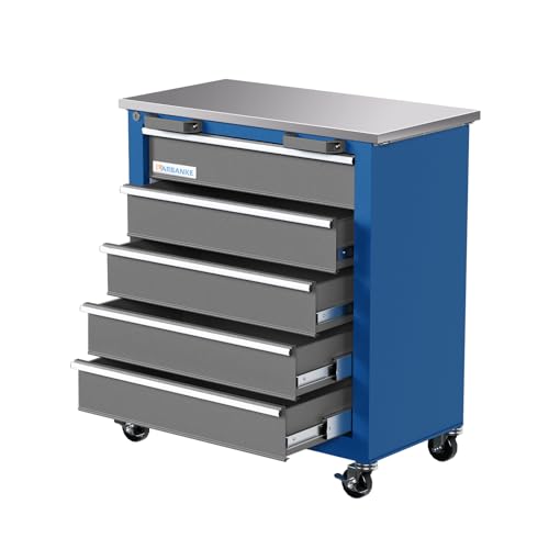 7-Drawer Rolling Toolbox,Tool Box with 360° Lockable Wheels and Padded Feet,Tool Chest with Keyed Locking System and Drawer Liners