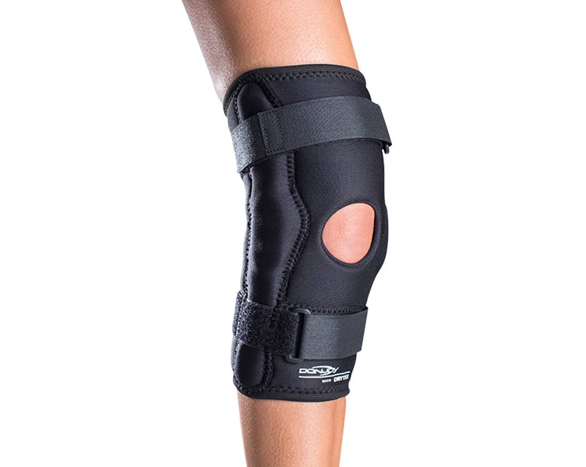 DonJoy Economy Hinged Low Profile Knee Brace Support, Drytex Constructed, Size: Extra Small, Black